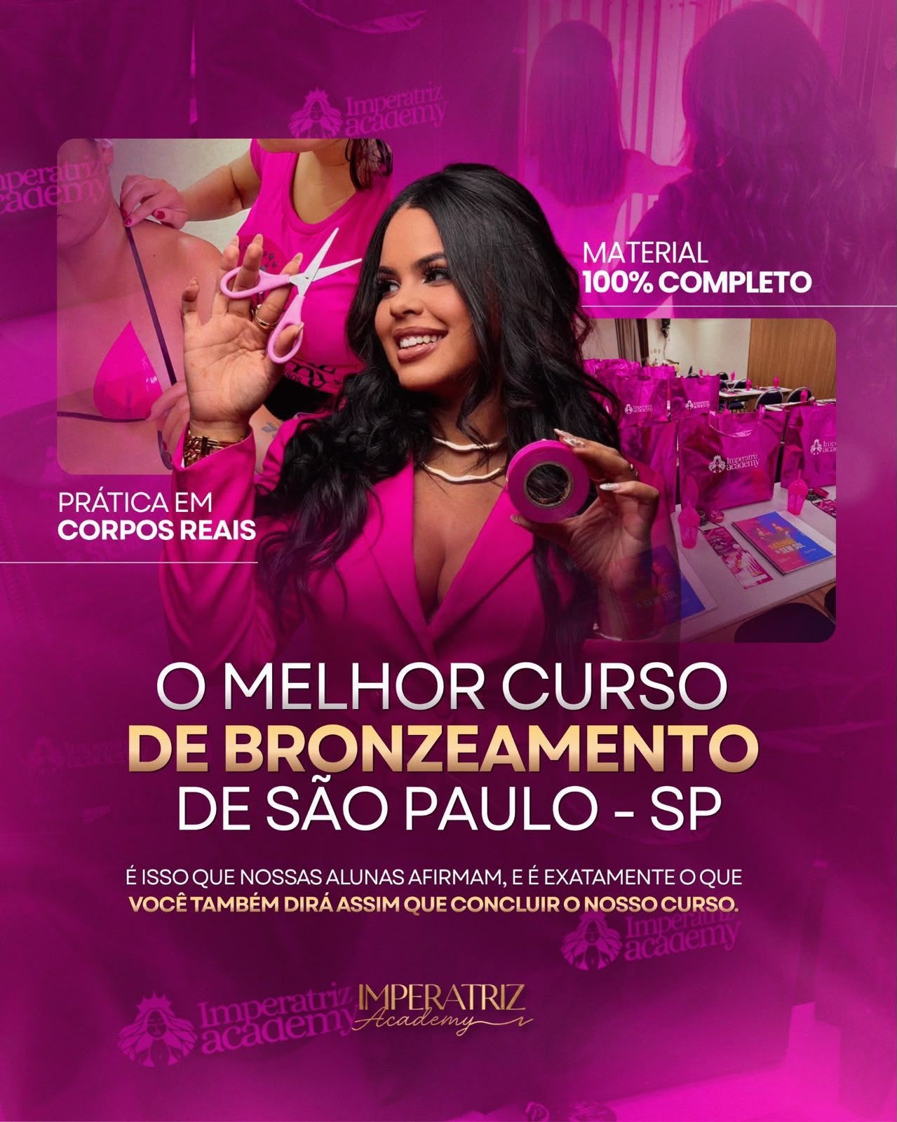 Aula prática de bronzeamento da Imperatriz Academy